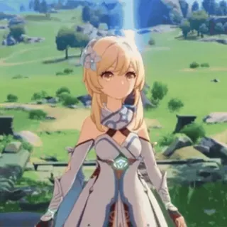 🍶 4d6442c5 Lumine Genshin Impact 动漫, 电子游戏, 角色, 女性, 金发 telegram sticker