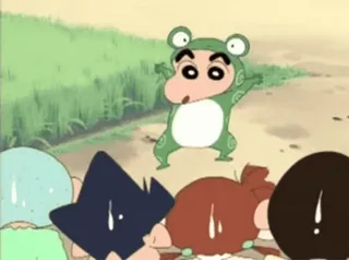 🐸 3f68598f Shin-chan Crayon Shin-chan Shin-chan, anime, manga, crayon shin-chan, comedy, frog whatsapp sticker