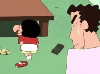 😁 f818c193 Shin-chan Crayon Shin-chan anime, cartoon, family, comedy, child, father whatsapp sticker