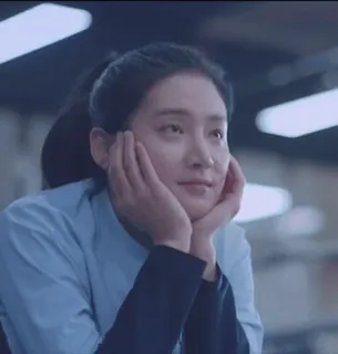 😇 d4e37216 persona, mujer, retrato, cara, azul, ropa telegram sticker