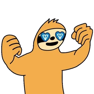 🤑 1eea27e7 leniwiec, zwierzę, kreskówka, diament, słodki, szczęśliwy, miłość, postać telegram sticker