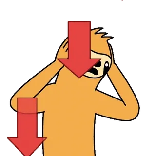 📉 d135a9f6 leniwiec, minus, czerwona strzałka, smutny, porażka, kreskówka telegram sticker