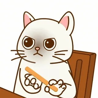 💅 99f23ac1 고양이, 화난, 좌절한, 지휘봉, 흰 고양이, 만화 whatsapp sticker