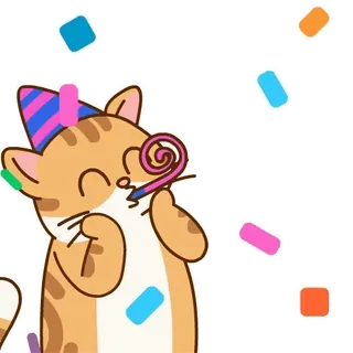 🥳 56ec5160 kucing, pesta, perayaan, konfeti, imut, kartun telegram sticker