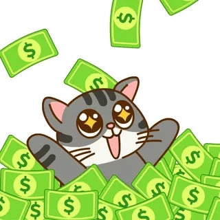 🐱 f6aacdb9 kucing, uang, kaya, dolar, lucu, kartun telegram sticker