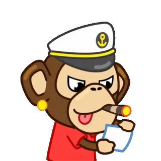 ✈️ b60398f9 macaco, desenho animado, charuto, capitão, oficial, fofo telegram sticker