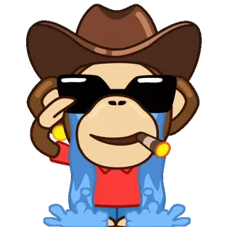 🫡 fc8d6ba9 macaco, caubói, charuto, emoji, desenho animado, animal, chapéu, óculos de sol telegram sticker
