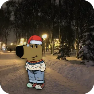 ❄️ c2b74aa0 hond, kerst, kerstmuts, winter, sneeuw, cartoon, feestelijk telegram sticker