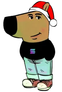 🎅 df0fdccb kerst, cartoon, hond, kerstmuts, dier, vakantie, solana, crypto telegram sticker