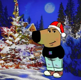 ❄️ f195b16f hond, kerst, winter, cartoon, feest, vakantie, maan telegram sticker