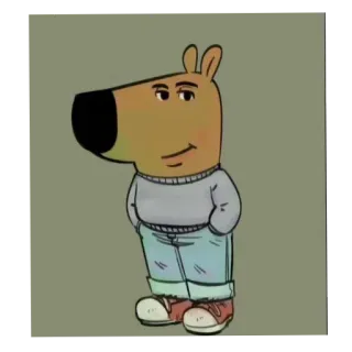 🙂 ff517a87 cartoon, hond, antropomorf, personage, illustratie, jeans, trui, sneakers telegram sticker