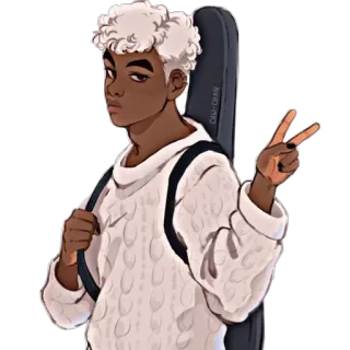 🦔 14f4ad5e 漫画, アニメ, 男の子, 男性, ギター, ピースサイン whatsapp sticker