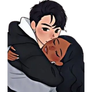 🦔 2cf70f9d ハグ, 愛, カップル, ロマンス, 漫画, 愛情 whatsapp sticker