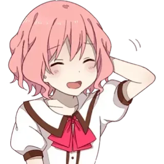 ☺️ 762167d1 animé, fille, cheveux roses, joyeuse, dessin animé telegram sticker
