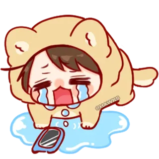 π 0225114c sad, crying, anime, cute, tears, phone telegram sticker