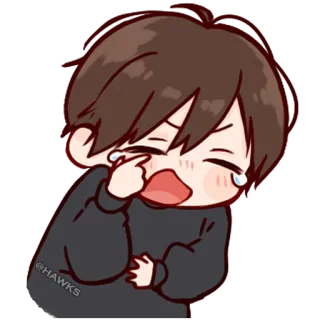 π 889c7576 anime, crying, sad, chibi, manga, boy telegram sticker