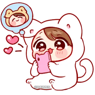 π d052dfe8 cute, kawaii, animal costume, cartoon, heart telegram sticker
