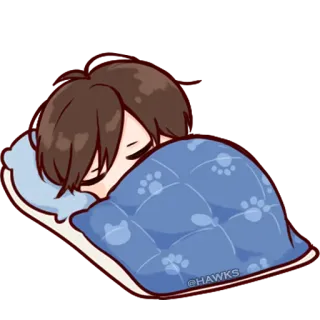 π d28fb184 @HAWKS sleeping, anime, blanket, pillow, cute telegram sticker