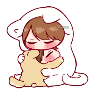 π df1819d1 cute, cartoon, dog, animal, hug, child telegram sticker