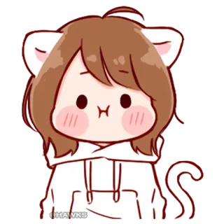 π e153bab7 kawaii, cat, girl, ears, hoodie telegram sticker