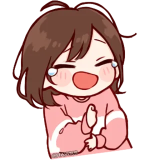 π e6a50a10 cute, anime, crying, happy, joyful telegram sticker