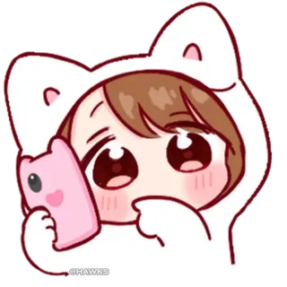 π e990c6eb cute, cartoon, anime, kawaii, girl, phone telegram sticker