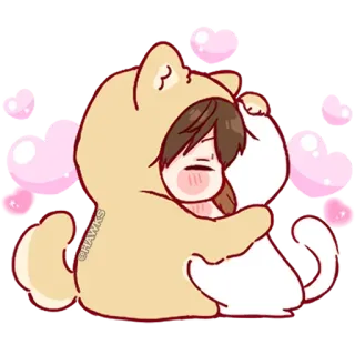 π f55f0e67 anime, hug, dog costume, cute, kawaii telegram sticker