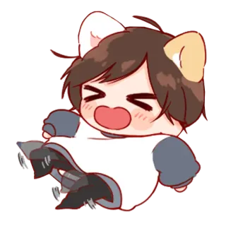 💞 f0f8da8d anime, cat ears, chibi, crying, cute telegram sticker