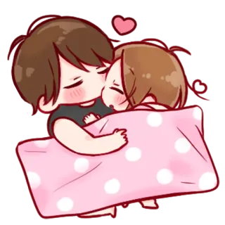 💞 ffec7349 love, couple, cute, hug, sleep telegram sticker