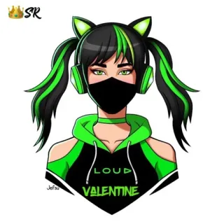 🦔 bdbfdfd3 LOUD VALENTINE Gamer girl, Anime, Valentijn, Hoodie, Groen, Headset, Esports telegram sticker