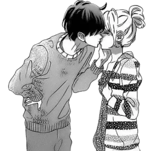 ❤ 746d3124 pocałunek, miłość, romantyzm, para, anime, manga, słodkie whatsapp sticker