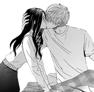 ❤ e89f711d para, pocałunek, miłość, romans, manga, anime, uczucie whatsapp sticker