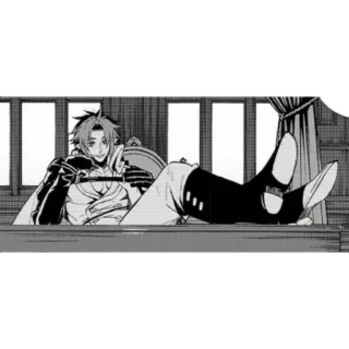 🏠 37246788 动漫, 漫画, 角色, 坐着, 坏笑, 单色, 室内 telegram sticker