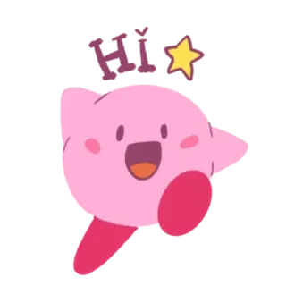 🦔 fe5ddd87 Kirby Hi เคอร์บี้, สีชมพู, ดาว, น่ารัก, วิดีโอเกม, การ์ตูน telegram sticker