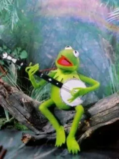 🐸 25c67b94 Kermit เคอร์มิท, Muppets, แบนโจ, ดนตรี, กบ, การ์ตูน whatsapp sticker