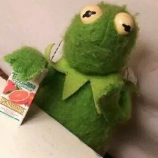 🐸 48f968f5 Kermit Tropicana GROVESTAND เคอร์มิท, หุ่นกระบอก, น้ำผลไม้, ทรอปิคานา, Grovestand, เครื่องดื่ม whatsapp sticker