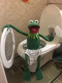 🐸 8590cd7c Kermit เคอร์มิทเดอะฟรอก, มัพเพ็ต, ห้องน้ำ, ตลก, ห้องอาบน้ำ whatsapp sticker