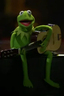 🐸 c90cfc56 Kermit เคอร์มิท, มัพเพ็ตส์, กบ, การ์ตูน, ดนตรี, กีตาร์ whatsapp sticker