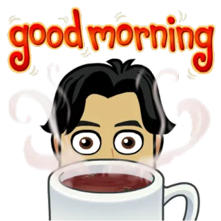 🙂 139251ea good morning 좋은 아침, 커피, 아침, 인사, 남자, 컵 whatsapp sticker