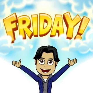 🙂 b2fe855f FRIDAY! 금요일, 축하, 주말, Bitmoji, 행복 whatsapp sticker