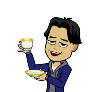 👨‍🎨 eb9ce818 만화, Bitmoji, 차, 컵, 음료, 편안한 whatsapp sticker