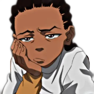 🦔 224850fd Huey Freeman The Boondocks dessin animé, animé, sérieux, pensif, personnage telegram sticker