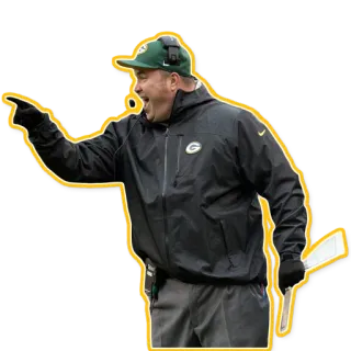 👈 1f22c669 橄榄球, 教练, 指着, 绿湾包装工, 体育, NFL telegram sticker