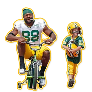 🚵 62dc28a5 足球, 运动, 绿湾包装工, 运动员, 儿童, 制服, 头盔, 美式足球 telegram sticker