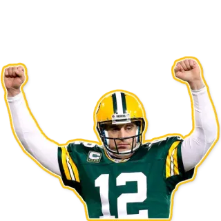 🙌 87cb22a5 Aaron Rodgers 橄榄球, 运动员, 四分卫, 体育, 绿湾包装工, 庆祝 telegram sticker