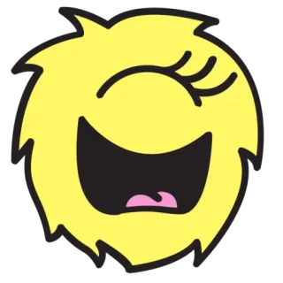 😀 305bd8bf żółty, puszysty, twarz, szczęśliwy, kreskówka, emoji whatsapp sticker