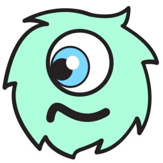 😕 fbd5bec1 potwór, kreskówka, słodki, cyklop, jednooki, naklejka, puszysty whatsapp sticker