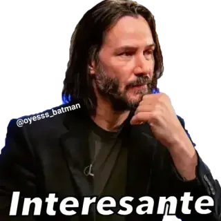 🤔 5ece96bc Interesante interessant, interessant, Keanu Reeves, meme, uitdrukking telegram sticker
