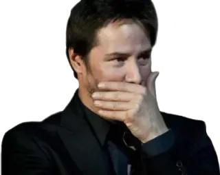 🤭 92f30b91 Keanu Reeves beroemdheid, acteur, handgebaar, nadenken, geschokt telegram sticker