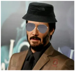 🤠 953dca28 Keanu Reeves Keanu Reeves, hoed, zonnebril, pak, acteur telegram sticker
